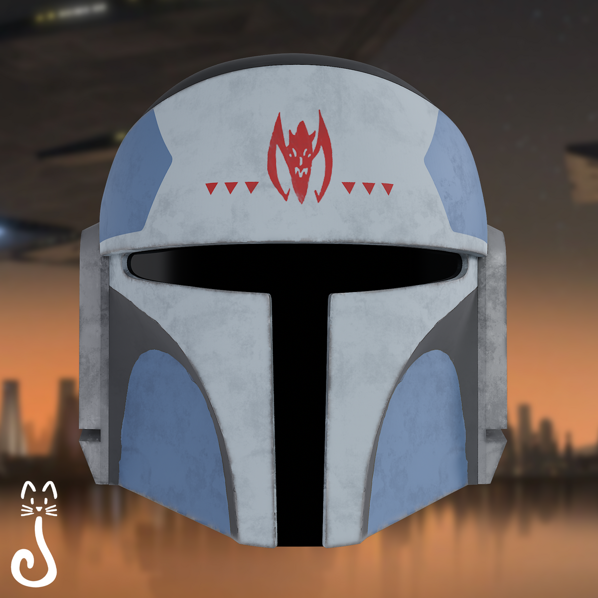 Animated Mandalorian Pilot Helmet